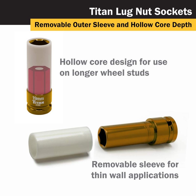 Titan 21092 1/2-Inch Drive x 19mm Non-marring Impact Deep Lug Nut Socket - Image 5